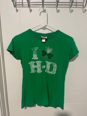 Harley-Davidson Green Shamrock Graphic Distressed T-Shirt Lucky St Patrick’s Day